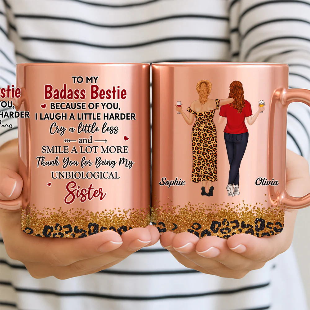 To My Badass Bestie - Personalized Custom Metallic Mug - Image 3