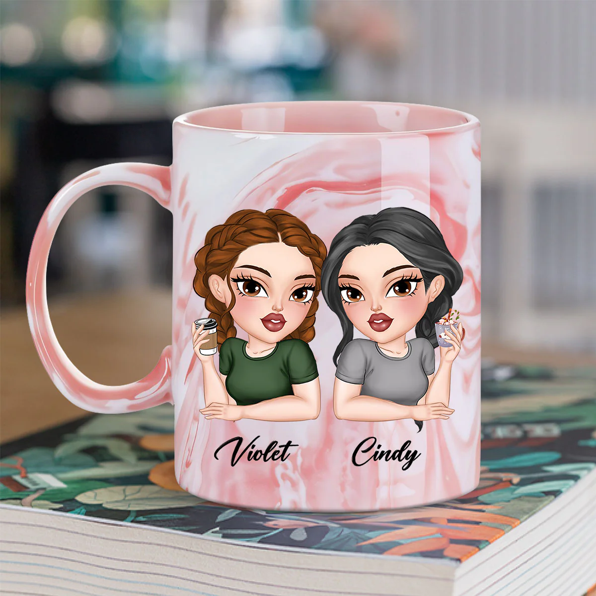 To My Badass Bestie - Personalized Custom Pink Marble Mug - Image 4