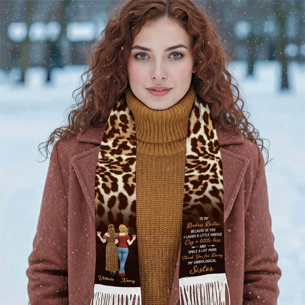 To My Badass Bestie - Personalized Custom Scarf - Image 2