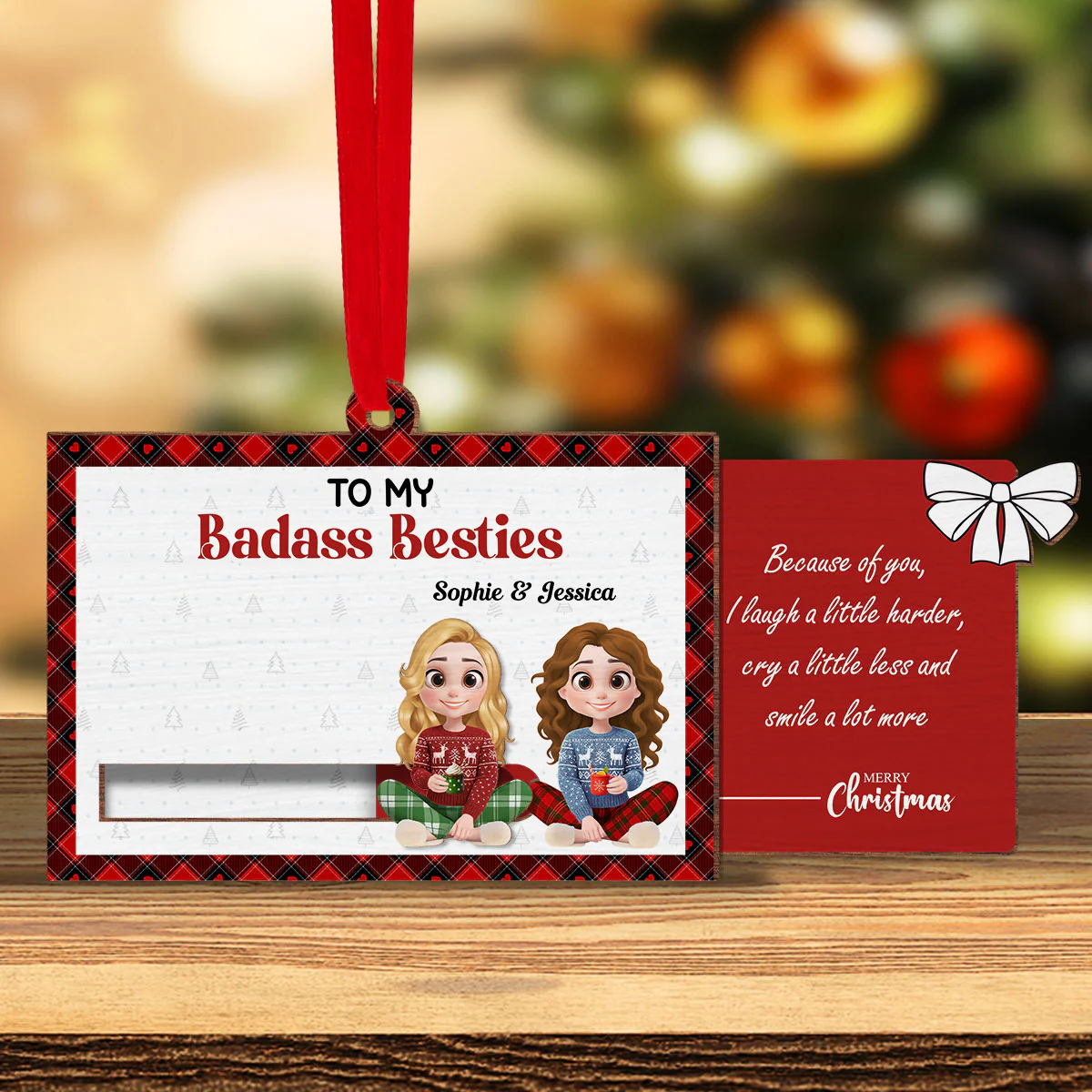 To My Badass Bestie - Personalized Custom Slide Ornament - Image 2