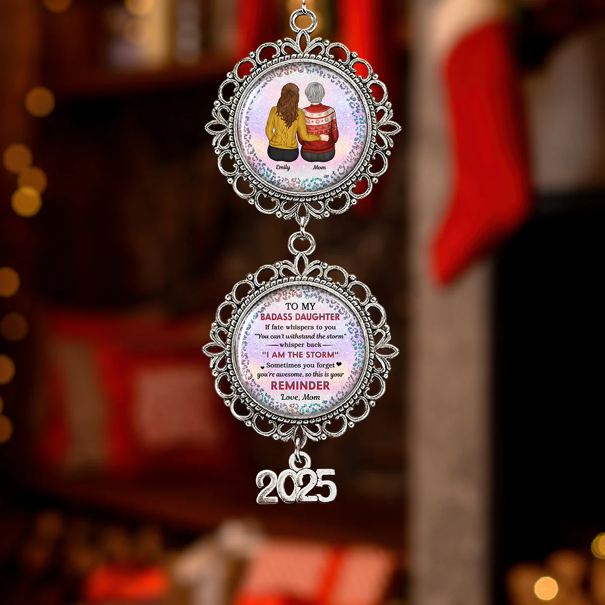 To My Badass Daughter Xmas - Personalized Custom Charming Ornament