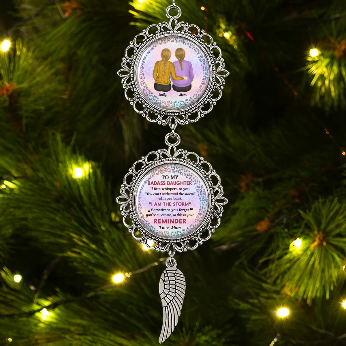 To My Badass Daughter Xmas - Personalized Custom Charming Ornament - Image 6