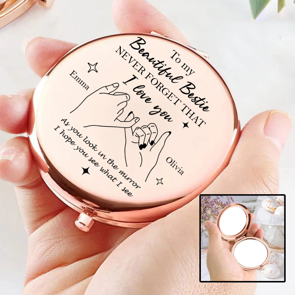 To My Beautiful Bestie - Personalized Custom Compact Mirror - Image 5