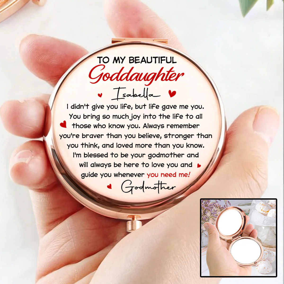 To My Beautiful Goddaughter - Personalized Custom Compact Mirror