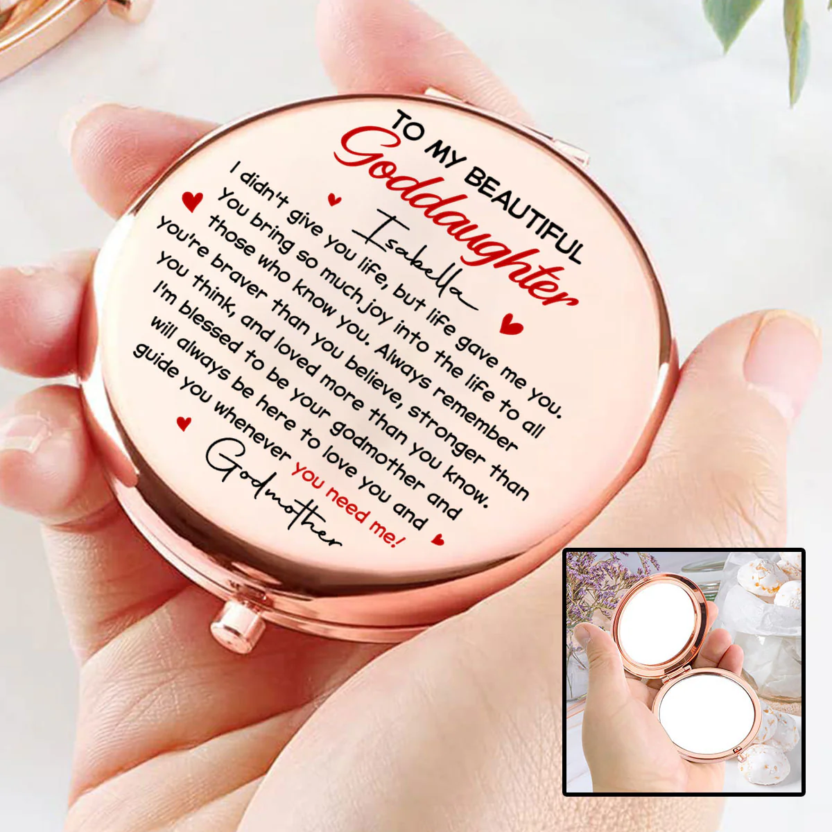 To My Beautiful Goddaughter - Personalized Custom Compact Mirror - Image 4