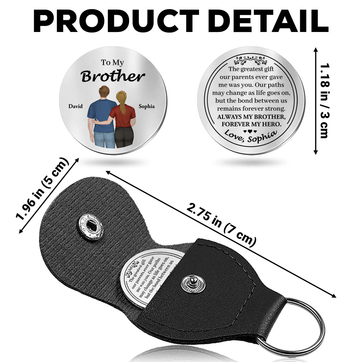 To My Brother - Personalized Custom Pocket Hug - Image 5