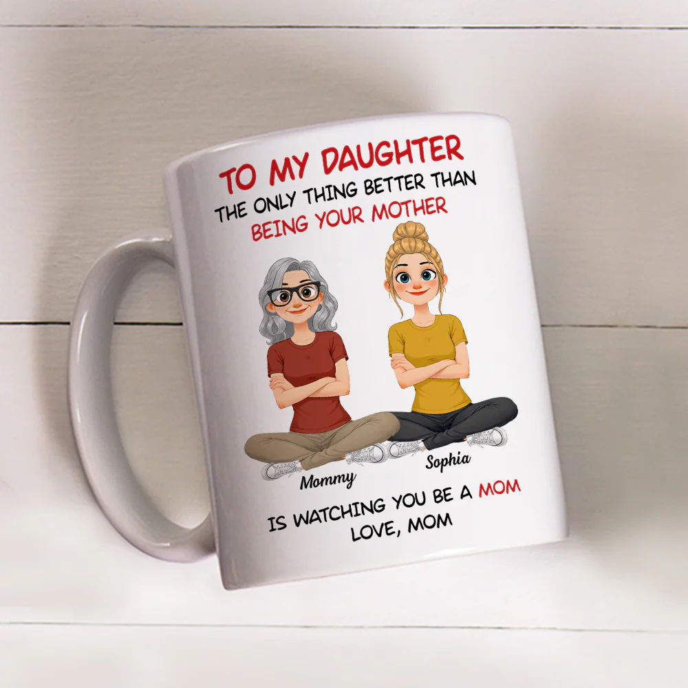 To My Daughter Cartoon Style - Personalized Custom Coffee Mug - Image 3