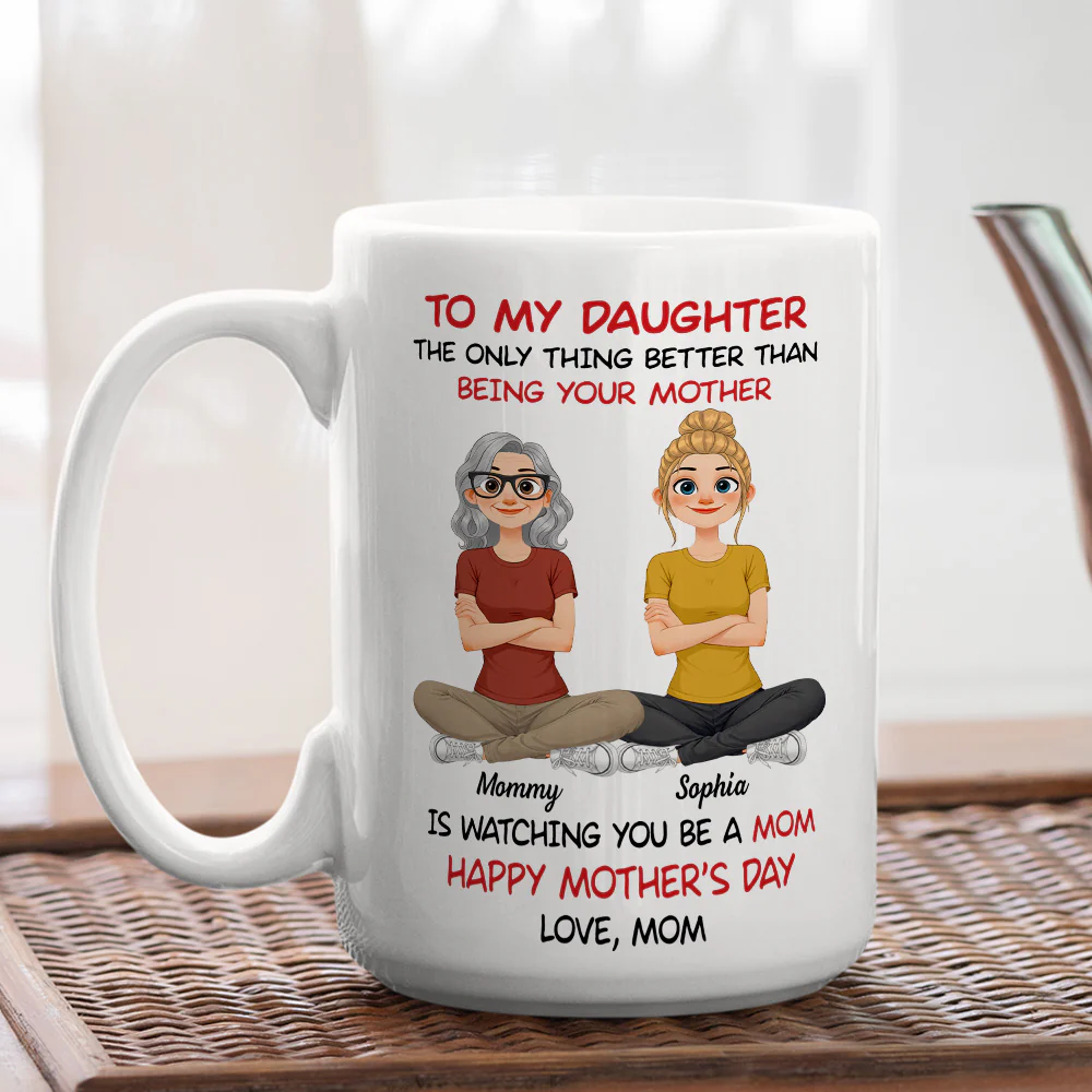 To My Daughter Cartoon Style - Personalized Custom Coffee Mug - Image 4