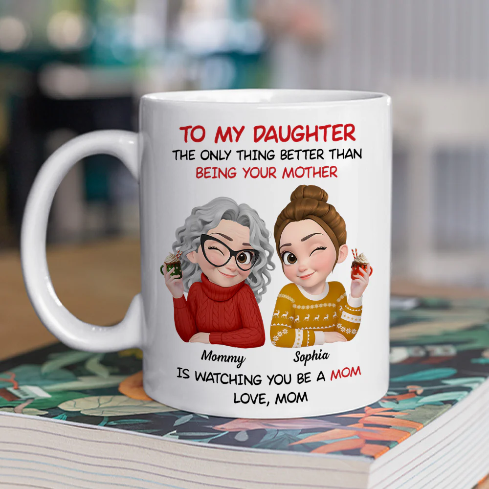 To My Daughter Cartoonize Christmas - Personalized Custom Coffee Mug - Image 2