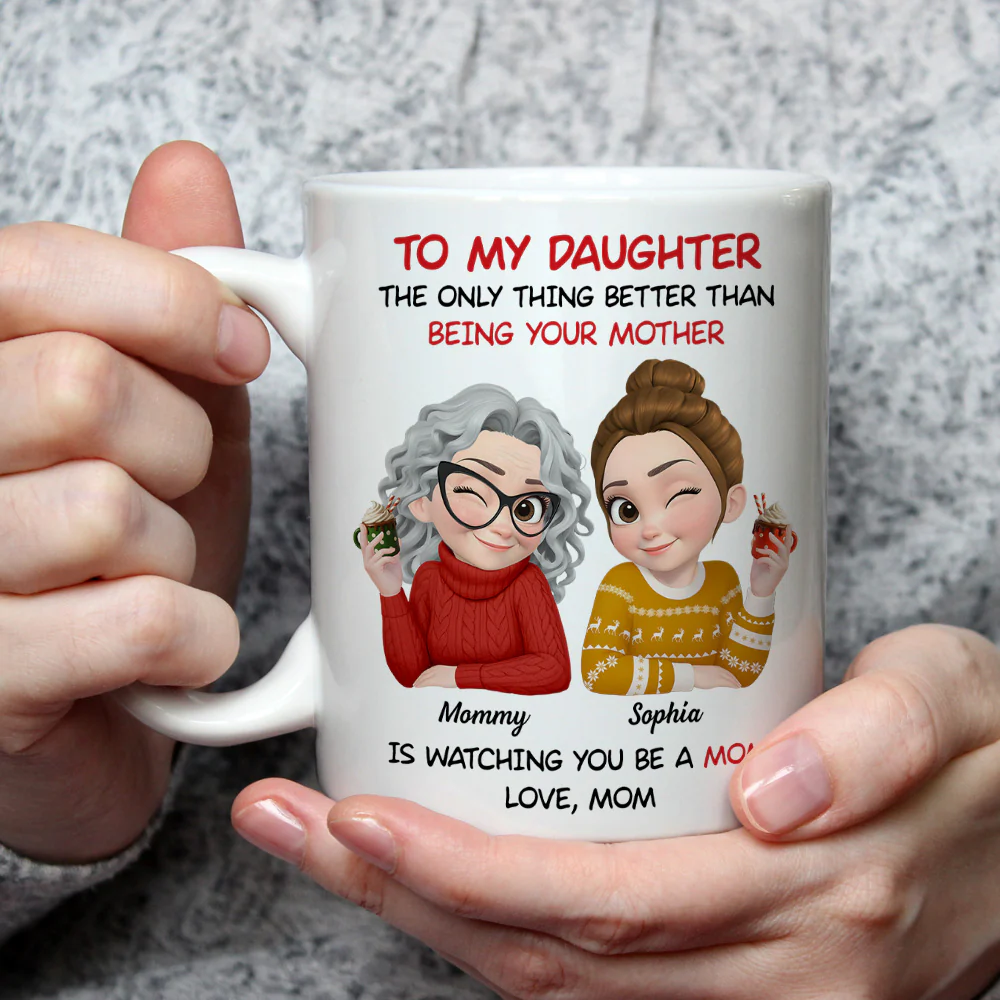 To My Daughter Cartoonize Christmas - Personalized Custom Coffee Mug - Image 3