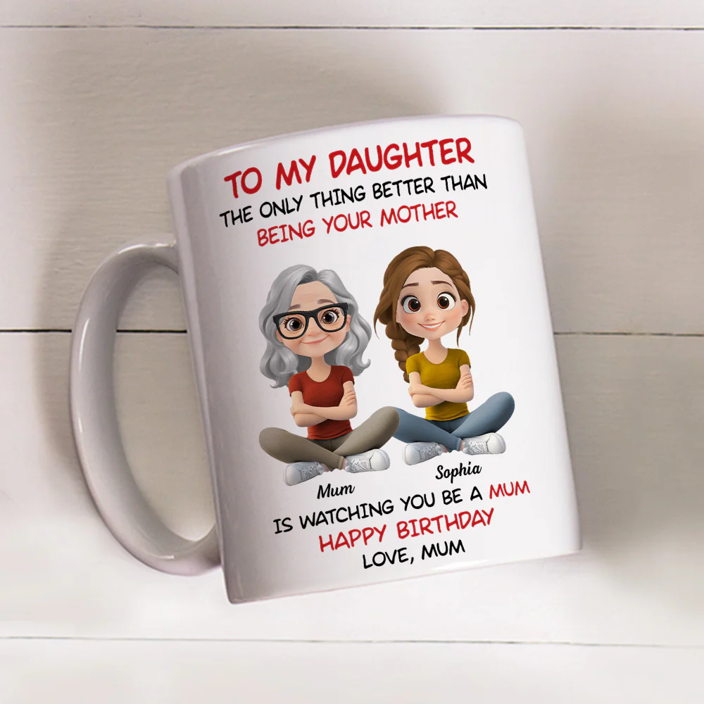 To My Daughter Cartoonize - Personalized Custom Coffee Mug - Image 3