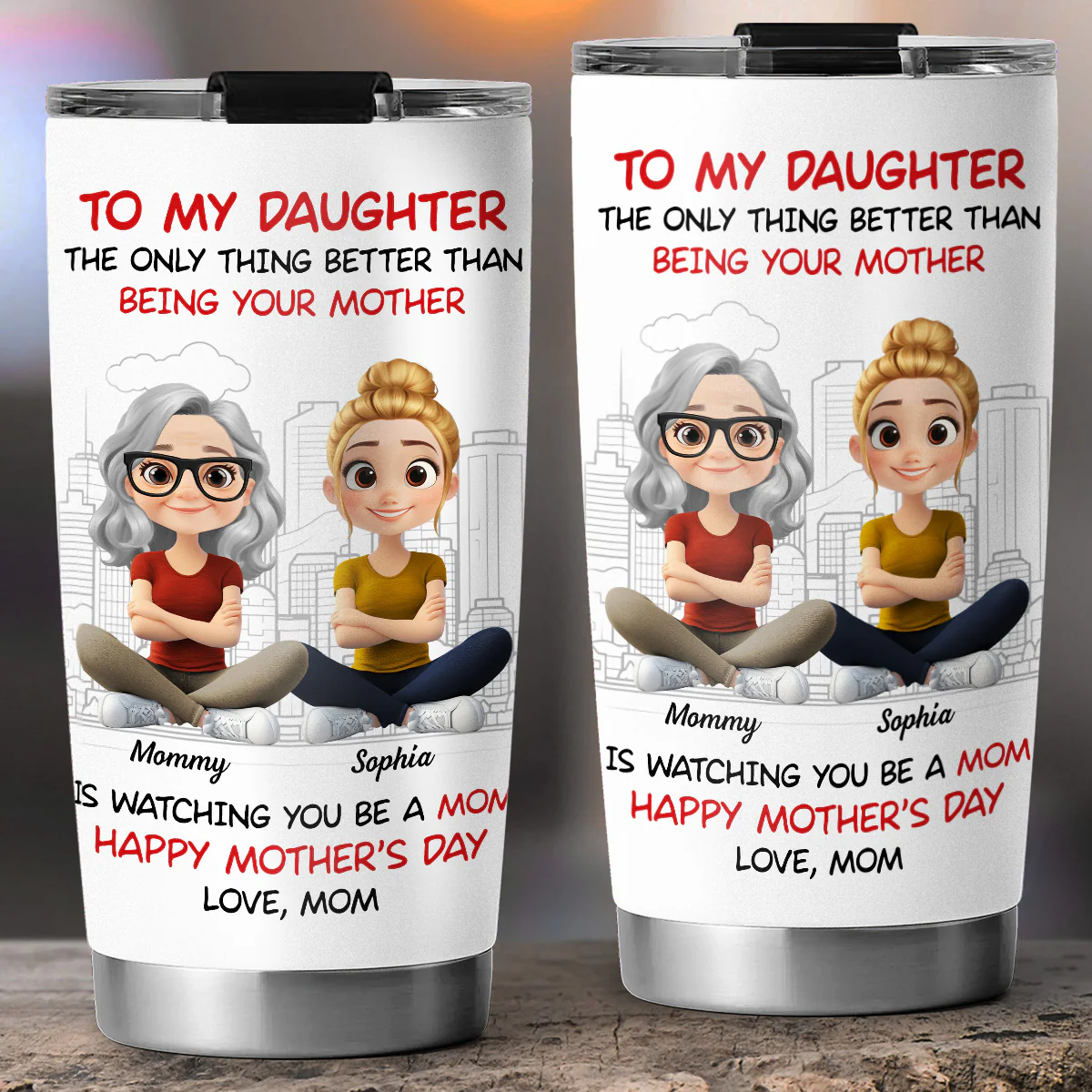 To My Daughter Cartoonize - Personalized Custom Tumbler - Image 5