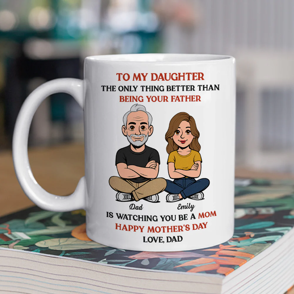 To My Daughter From Dad Retro Style - Personalized Custom Coffee Mug - Image 2