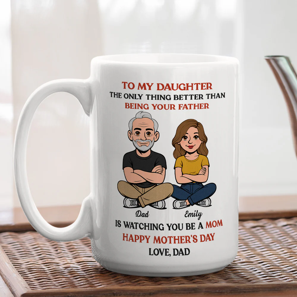 To My Daughter From Dad Retro Style - Personalized Custom Coffee Mug - Image 5
