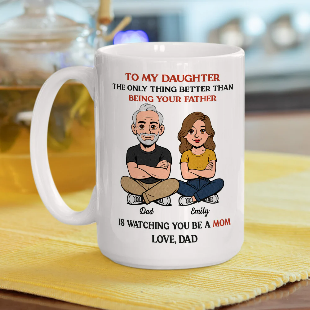 To My Daughter From Dad Retro Style - Personalized Custom Coffee Mug - Image 6