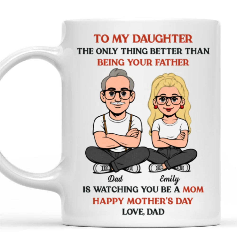 To My Daughter From Dad Retro Style - Personalized Custom Coffee Mug - Image 8