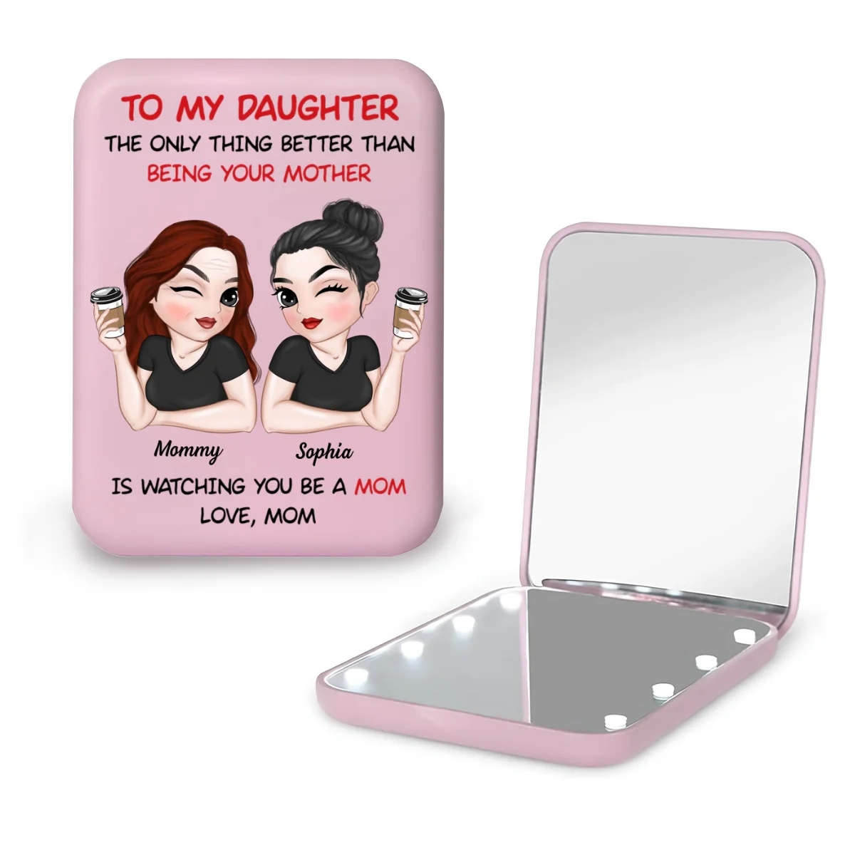 To My Daughter Happy Mother Day - Personalized Custom LED Pocket Mirror - Image 9