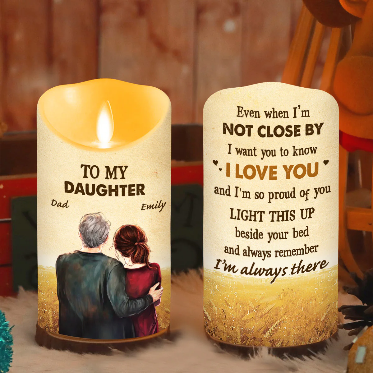 To My Daughter Love Dad - Personalized Custom LED Candle - Image 2