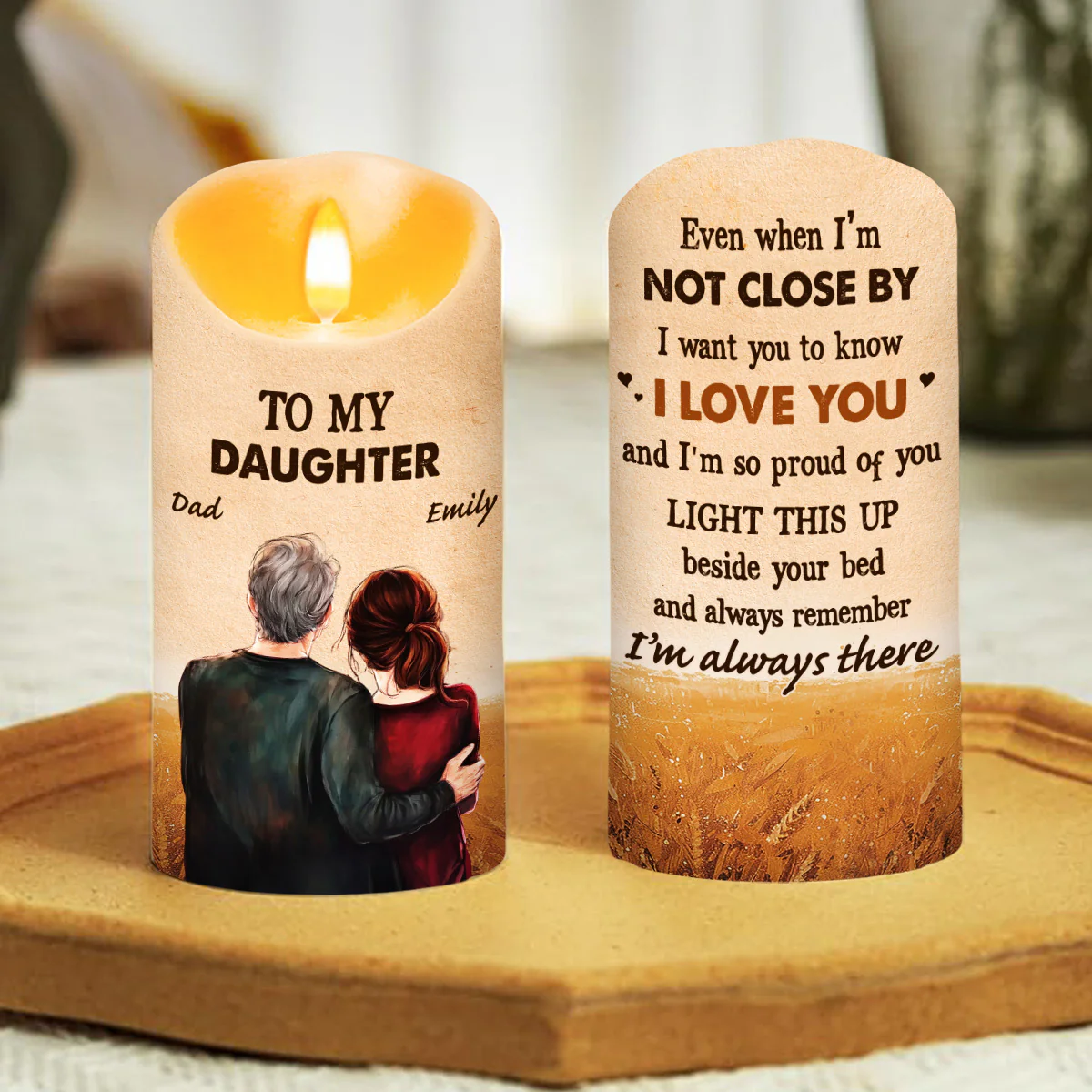 To My Daughter Love Dad - Personalized Custom LED Candle - Image 3