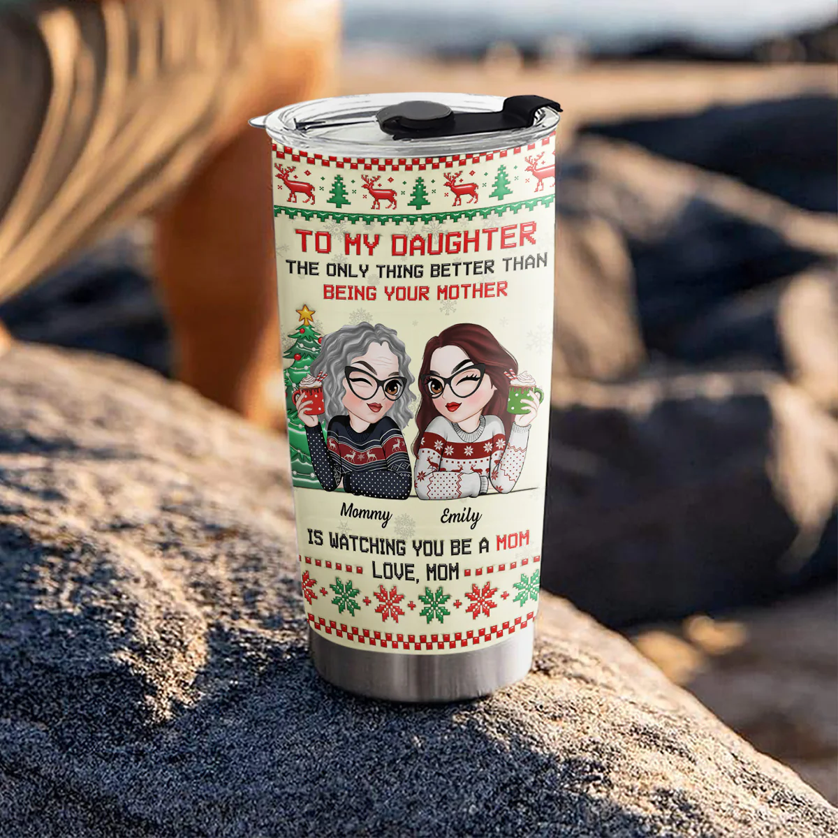 To My Daughter Merry Christmas - Personalized Custom 3D Inflated Effect Tumbler - Image 4