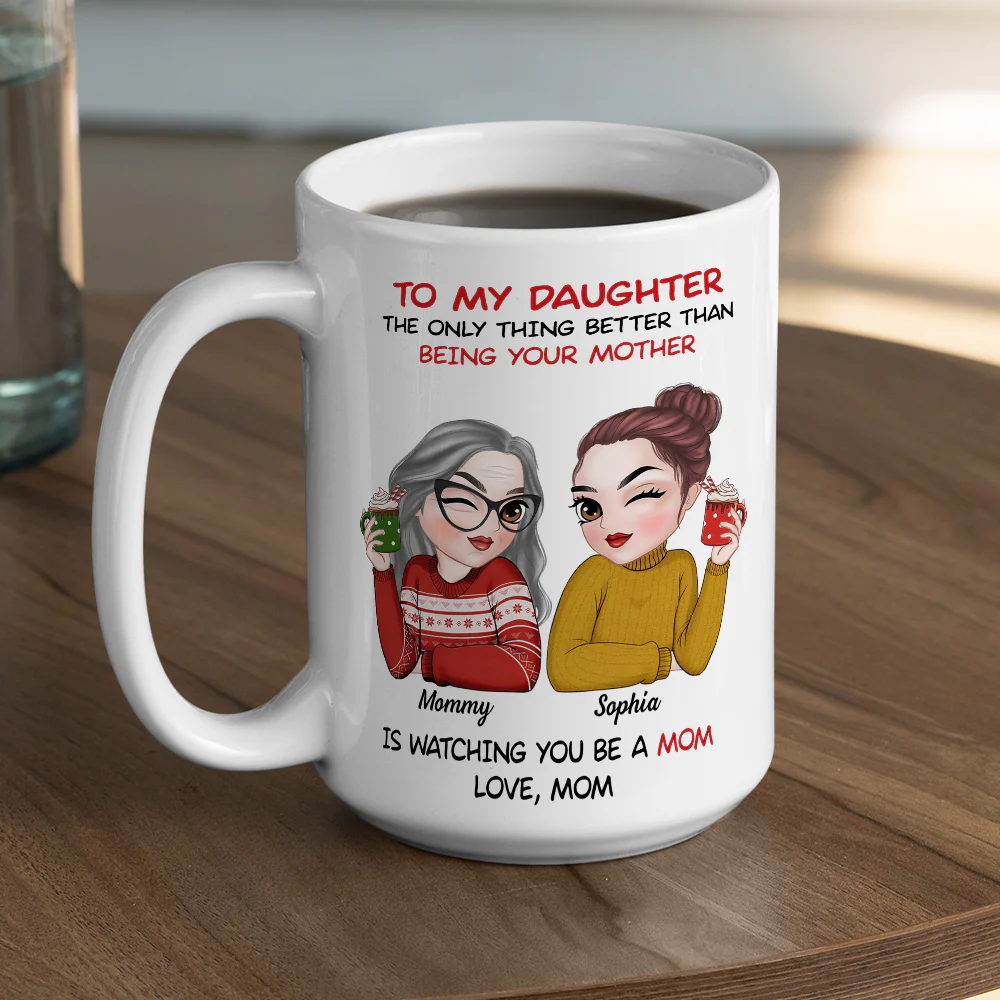 To My Daughter Merry Christmas - Personalized Custom Coffee Mug - Image 5