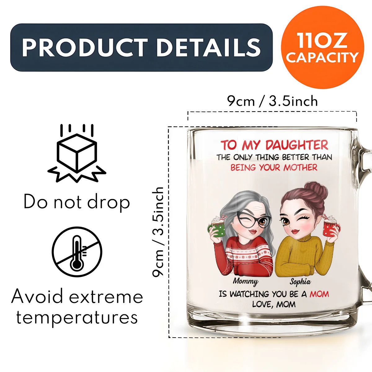 To My Daughter - Personalized Custom Glass Mug - Image 5