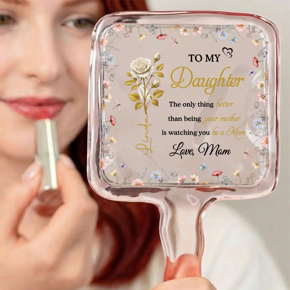 To My Daughter - Personalized Custom Handheld Mirror