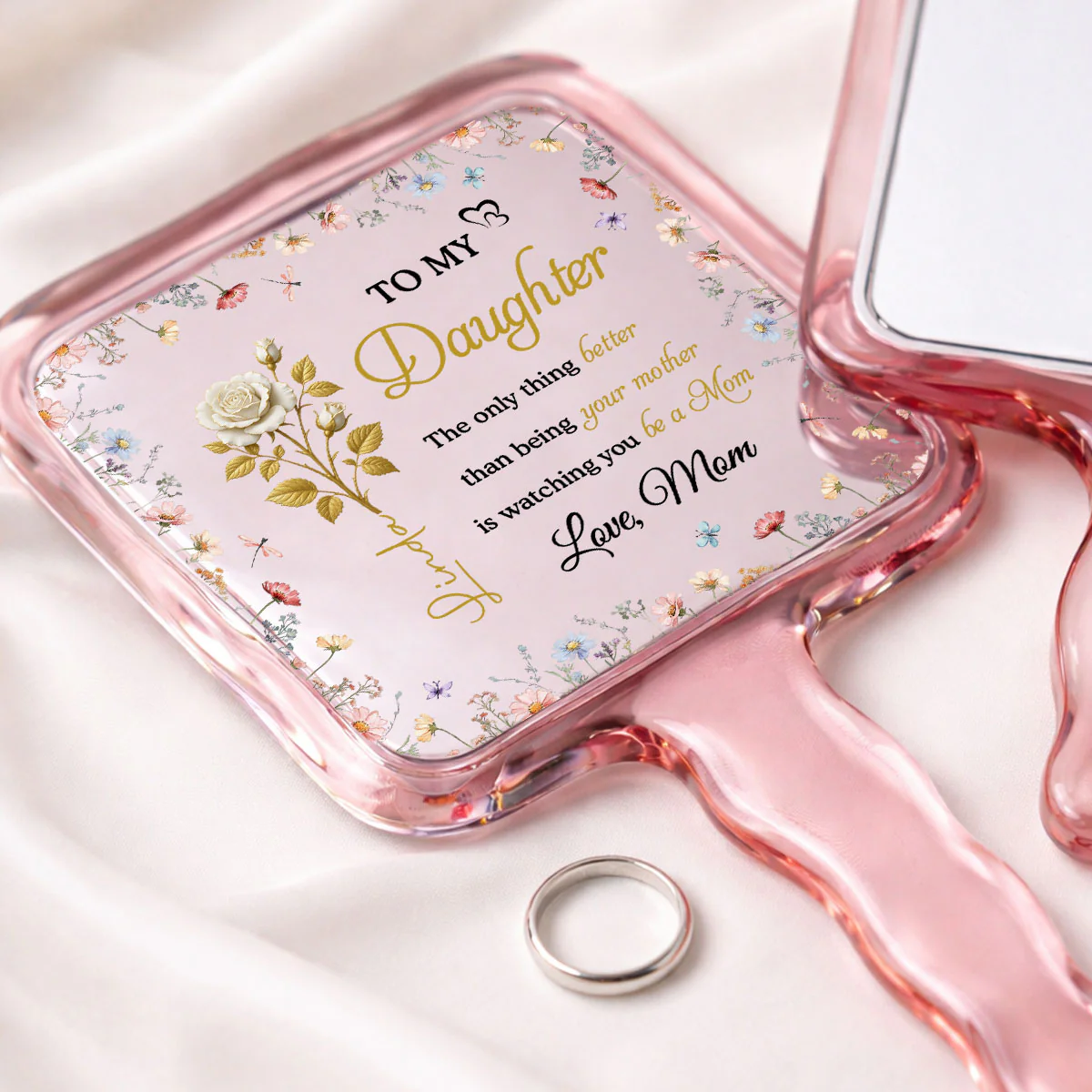 To My Daughter - Personalized Custom Handheld Mirror - Image 2