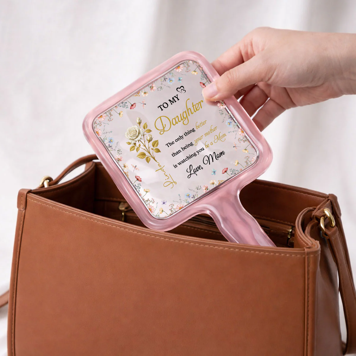 To My Daughter - Personalized Custom Handheld Mirror - Image 3