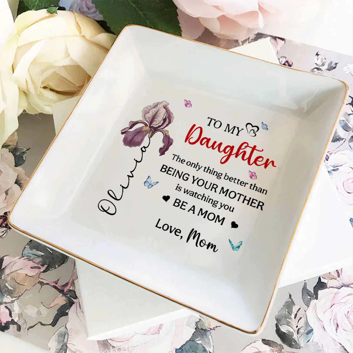 To My Daughter - Personalized Custom Jewelry Dish - Image 3