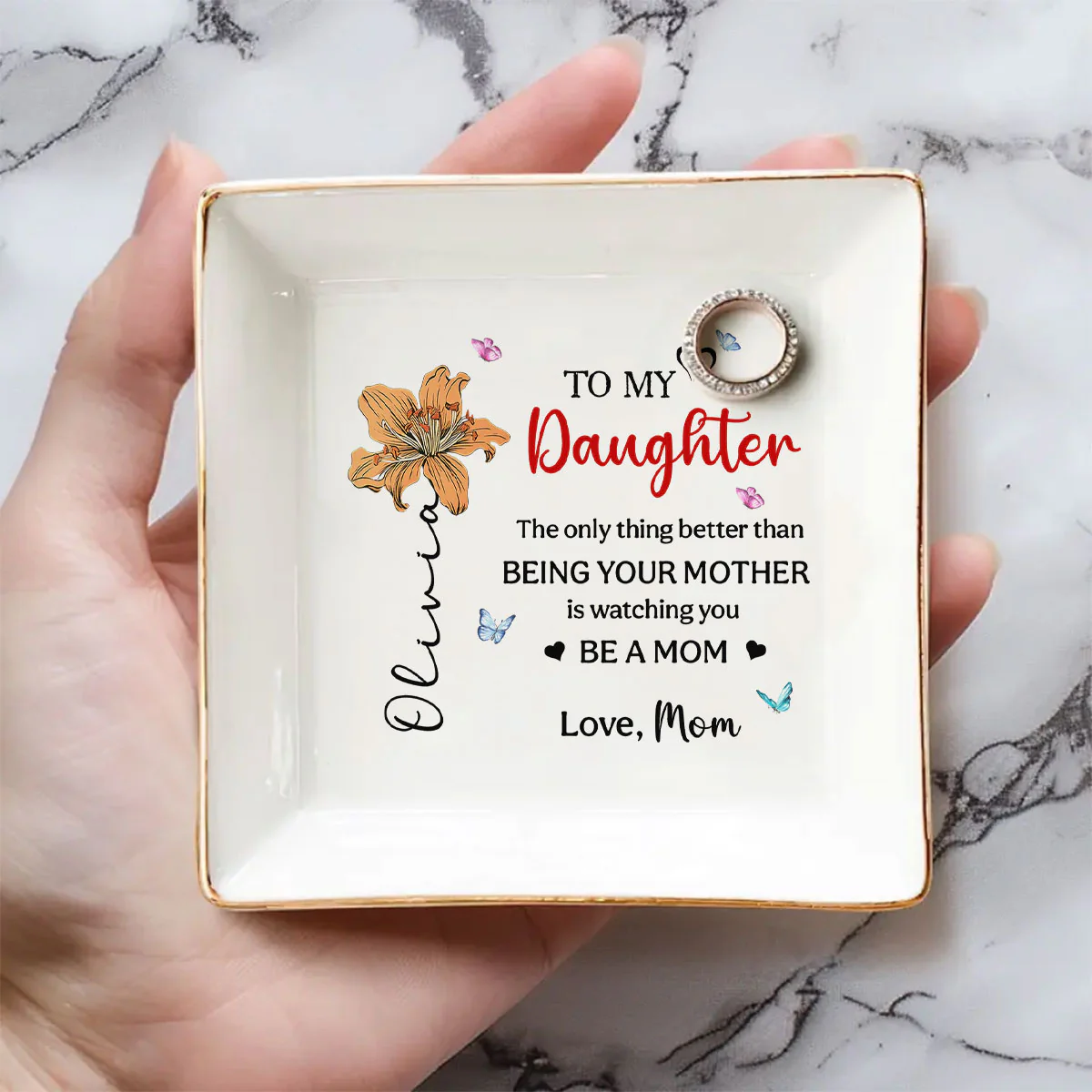 To My Daughter - Personalized Custom Jewelry Dish - Image 4