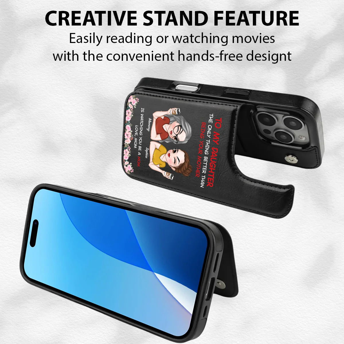 To My Daughter - Personalized Custom Leather Phone Case - Image 4