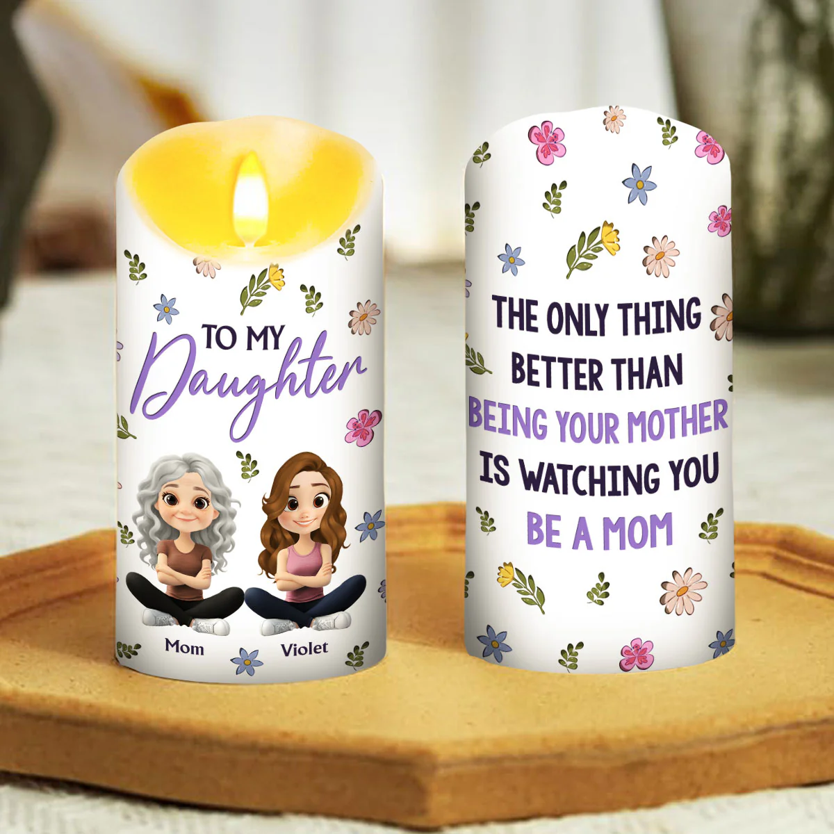 To My Daughter - Personalized Custom LED Candle - Image 2