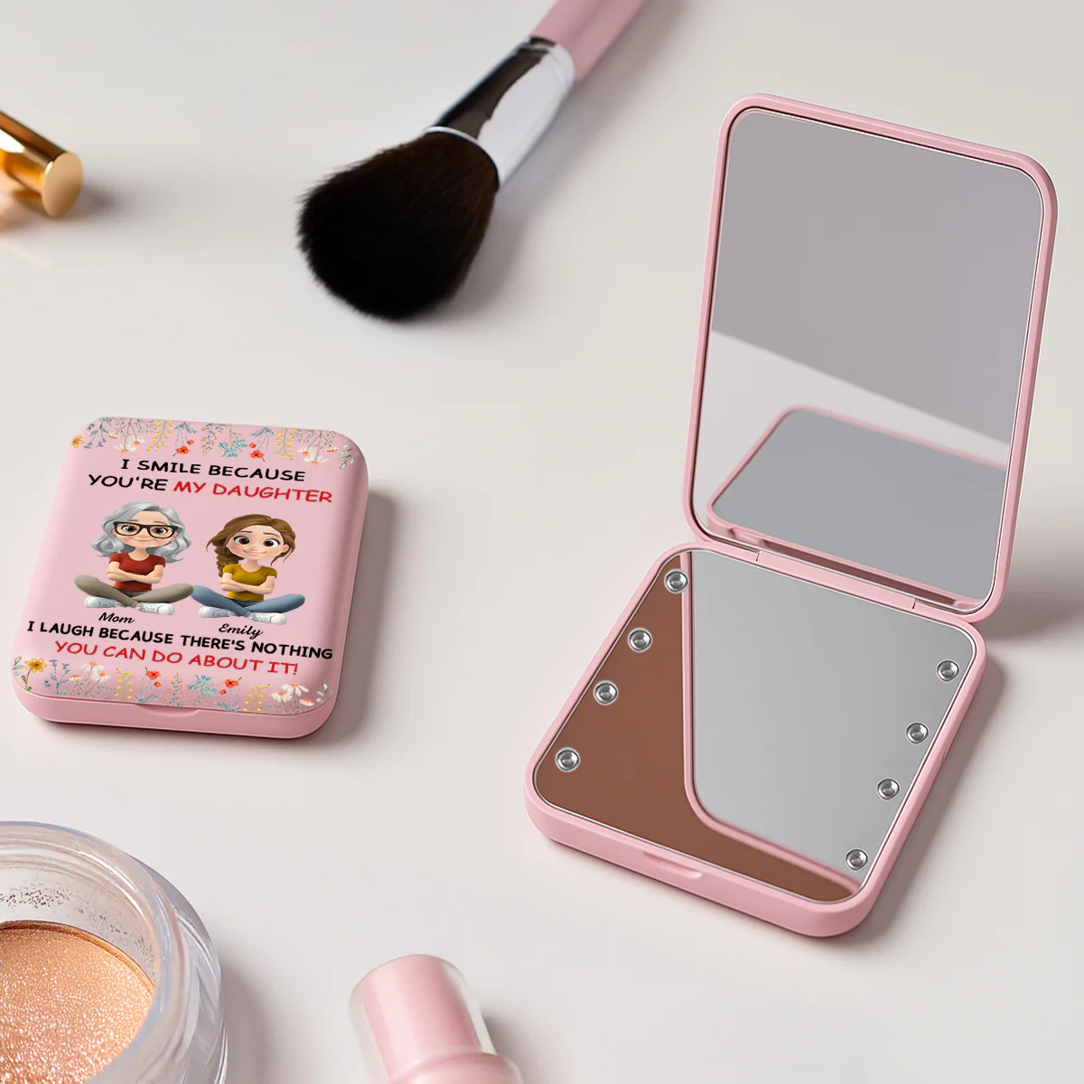 To My Daughter - Personalized Custom LED Pocket Mirror - Image 3