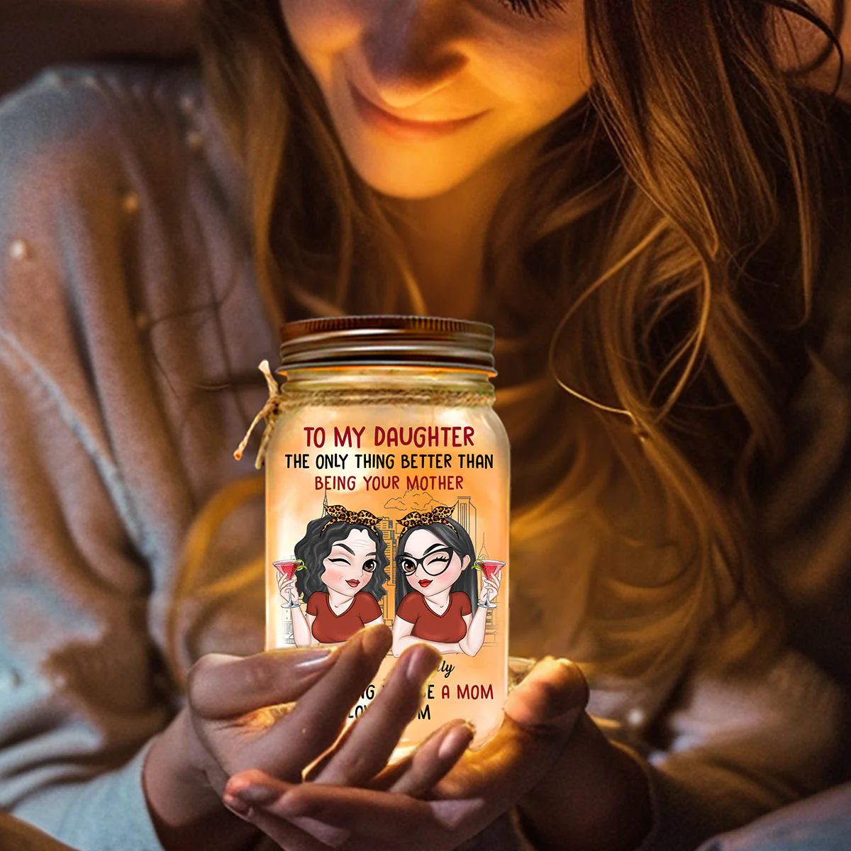 To My Daughter - Personalized Custom Mason Jar Light - Image 3