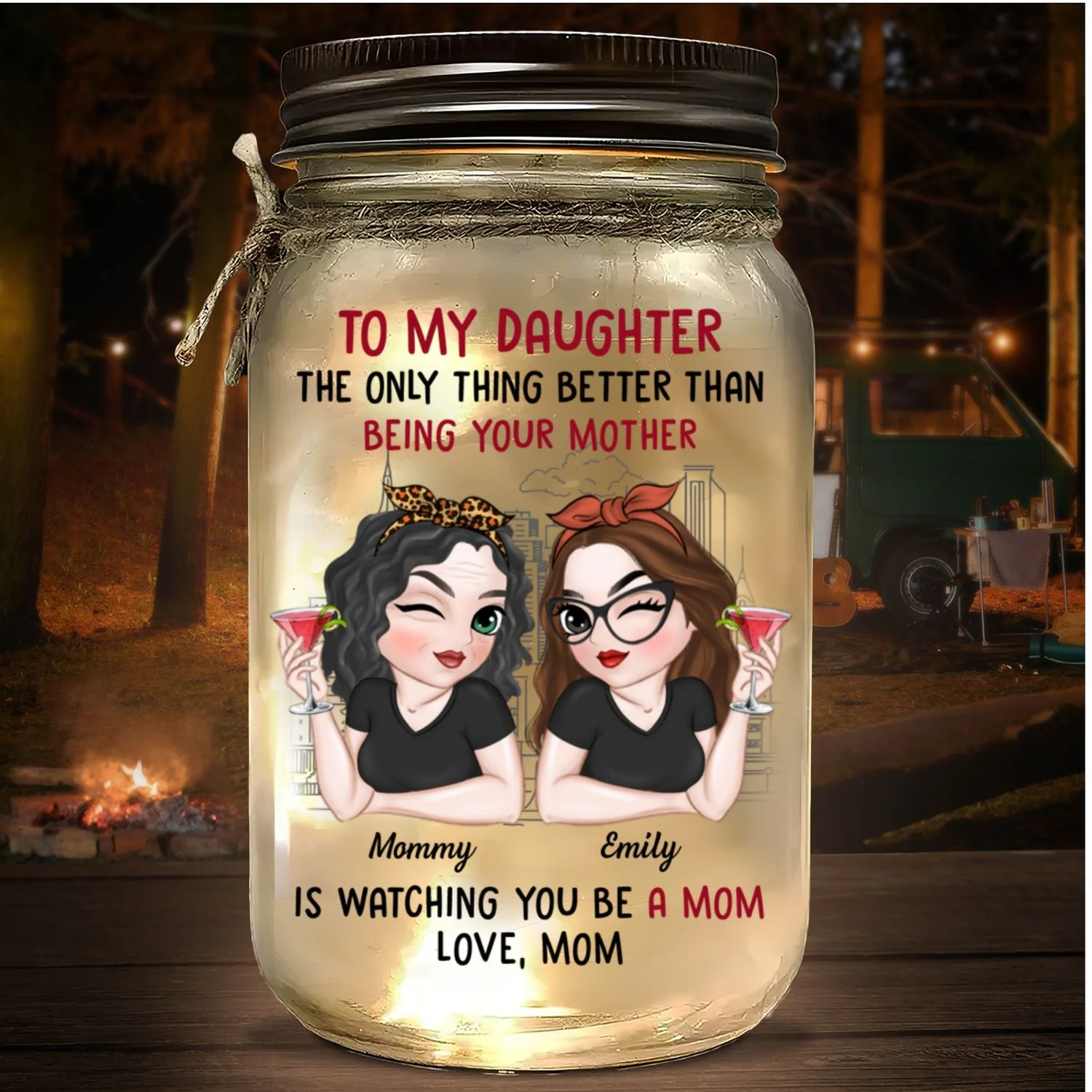 To My Daughter - Personalized Custom Mason Jar Light - Image 6