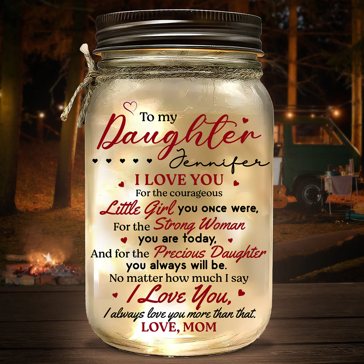 To My Daughter Version 2 - Personalized Custom Mason Jar Light - Image 3