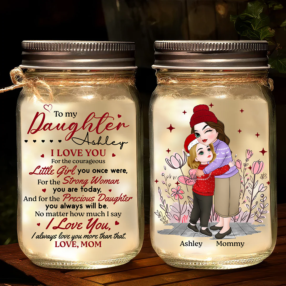 To My Daughter Version 2 - Personalized Custom Mason Jar Light - Image 5