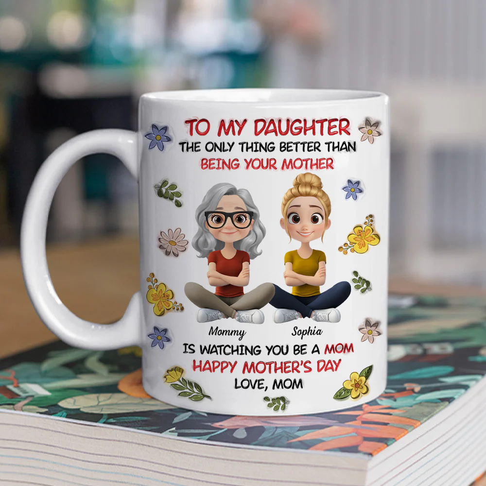To My Daughter With Love - Personalized Custom 3D Inflated Effect Mug - Image 2