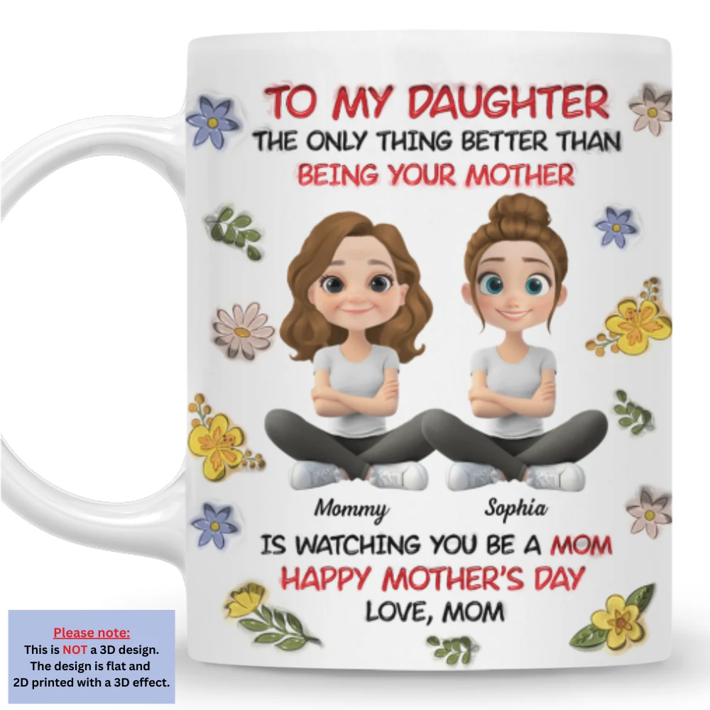 To My Daughter With Love - Personalized Custom 3D Inflated Effect Mug - Image 5
