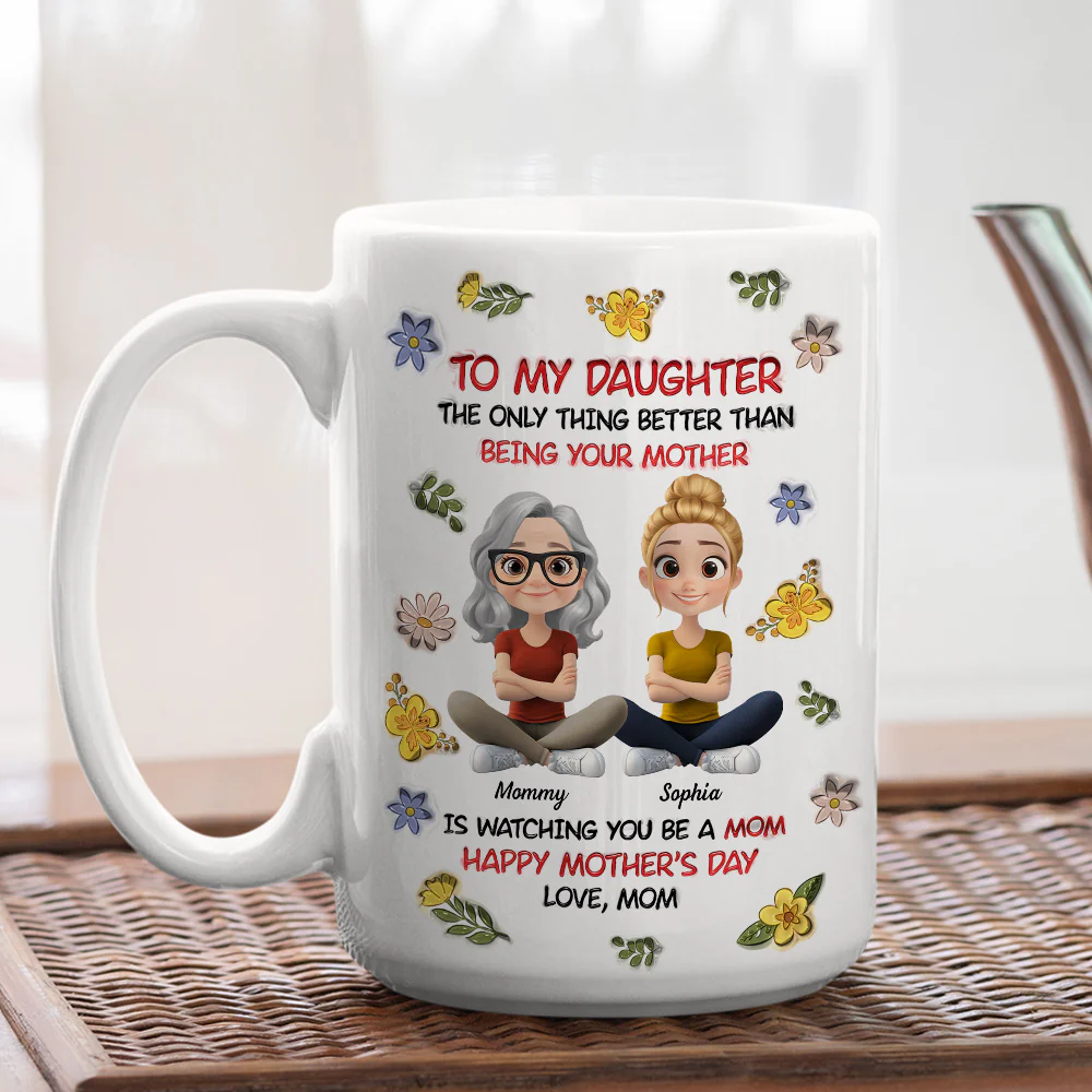To My Daughter With Love - Personalized Custom 3D Inflated Effect Mug - Image 7
