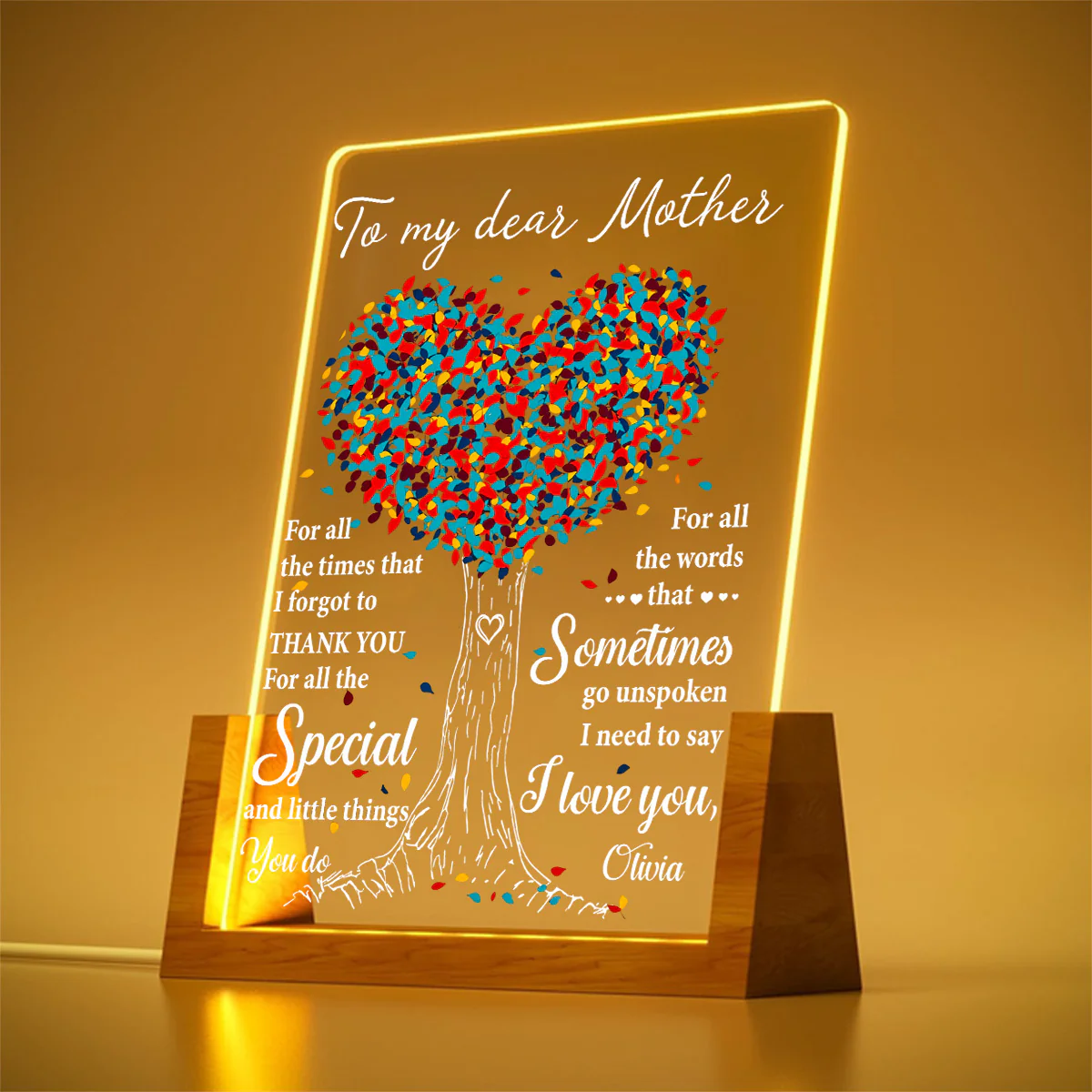 To My Dear Mom - Personalized Custom Plaque With Walnut Base - Image 3