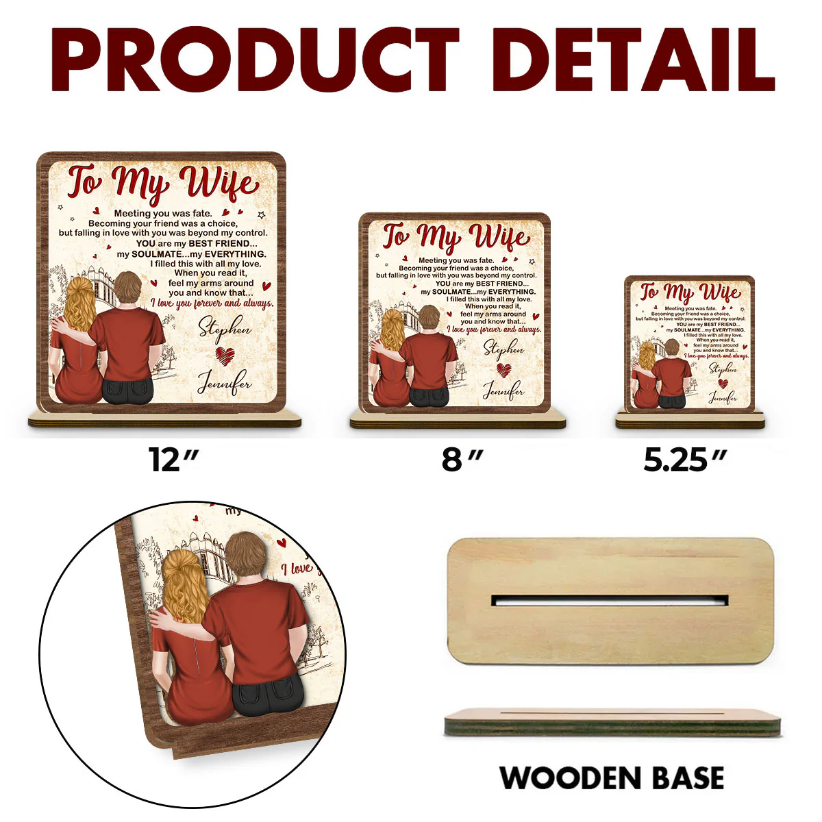 To My Gorgeous Wife - Personalized Custom 2-Layer Wood Plaque With Flat Base - Image 4