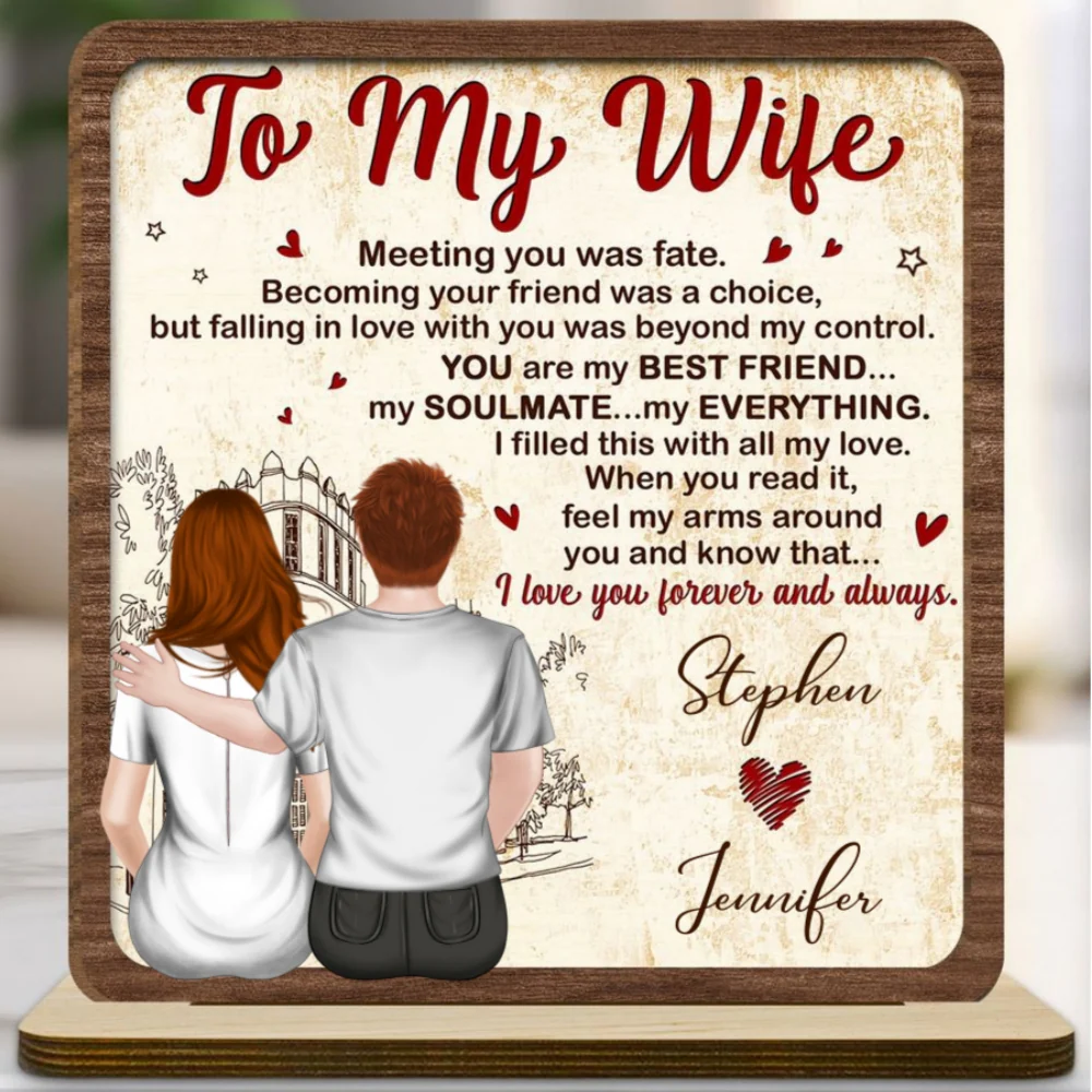 To My Gorgeous Wife - Personalized Custom 2-Layer Wood Plaque With Flat Base - Image 7