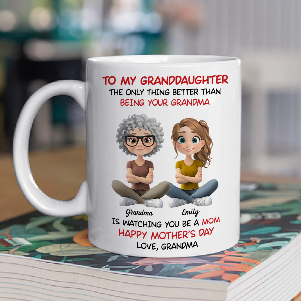 To My Granddaughter Cartoonize - Personalized Custom Coffee Mug - Image 2