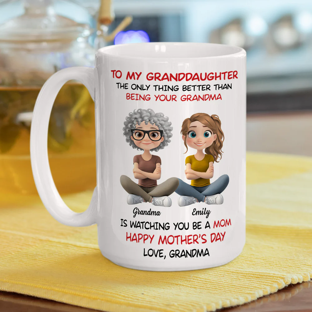 To My Granddaughter Cartoonize - Personalized Custom Coffee Mug - Image 5