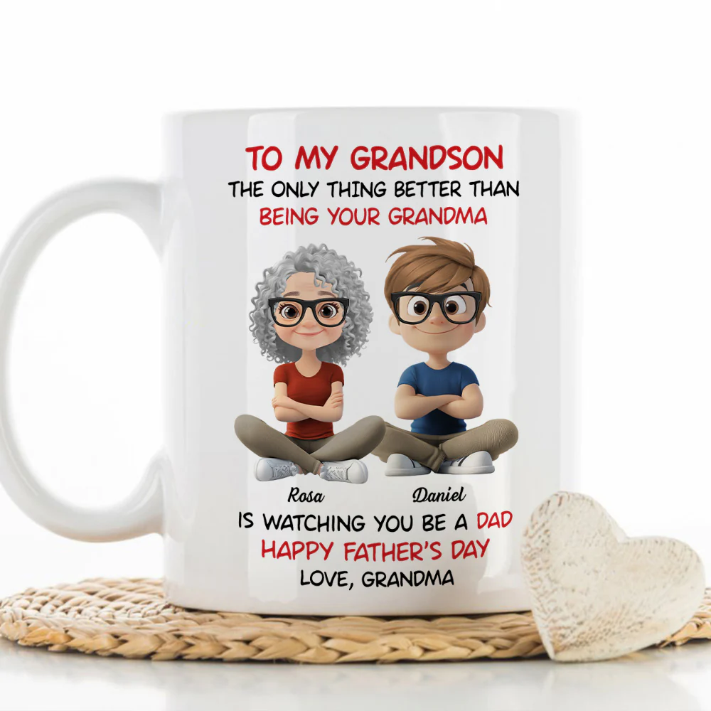 To My Grandson Cartoonize - Personalized Custom Coffee Mug - Image 7