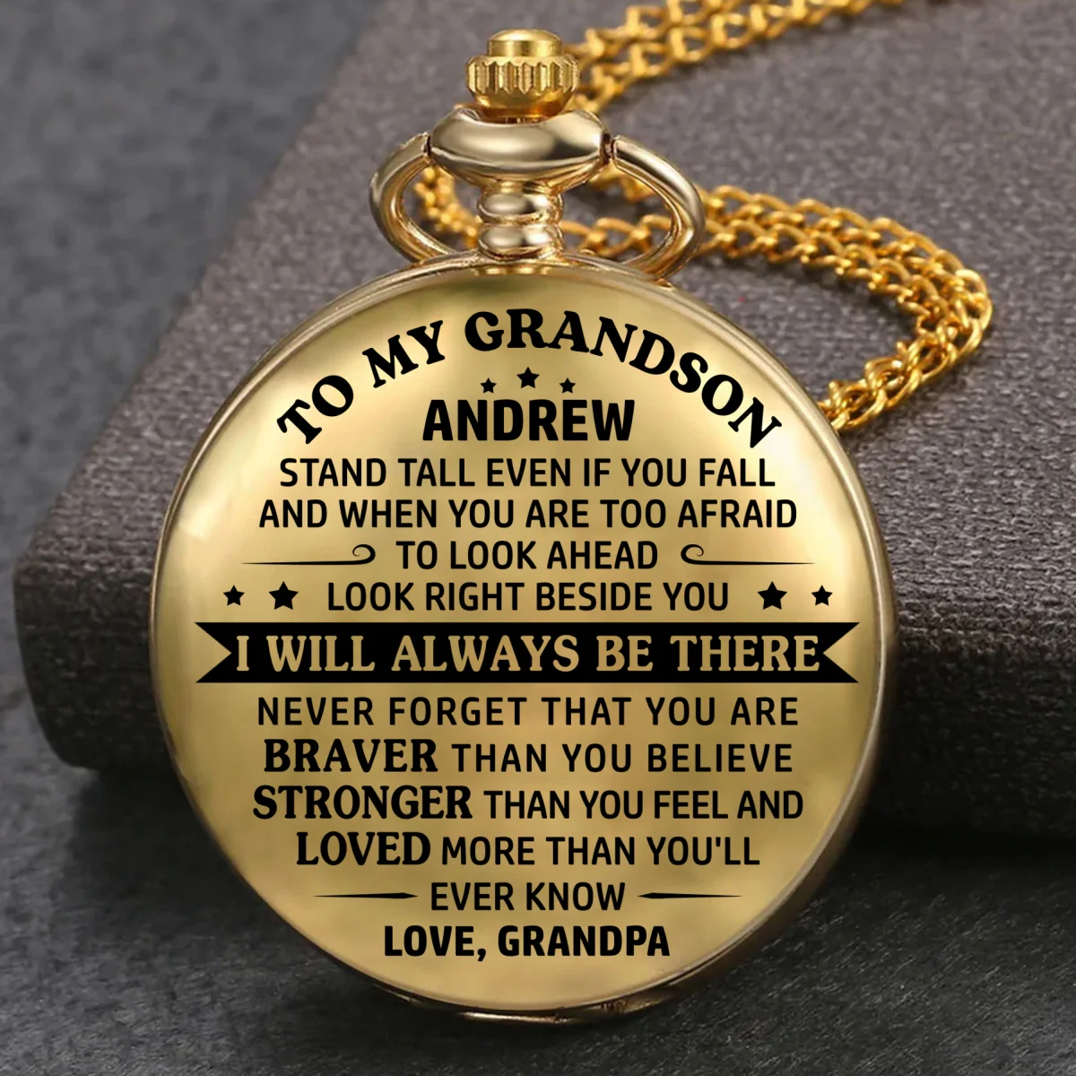 To My Grandson - I Will Always Be There - Personalized Custom Pocket Watch - Image 7