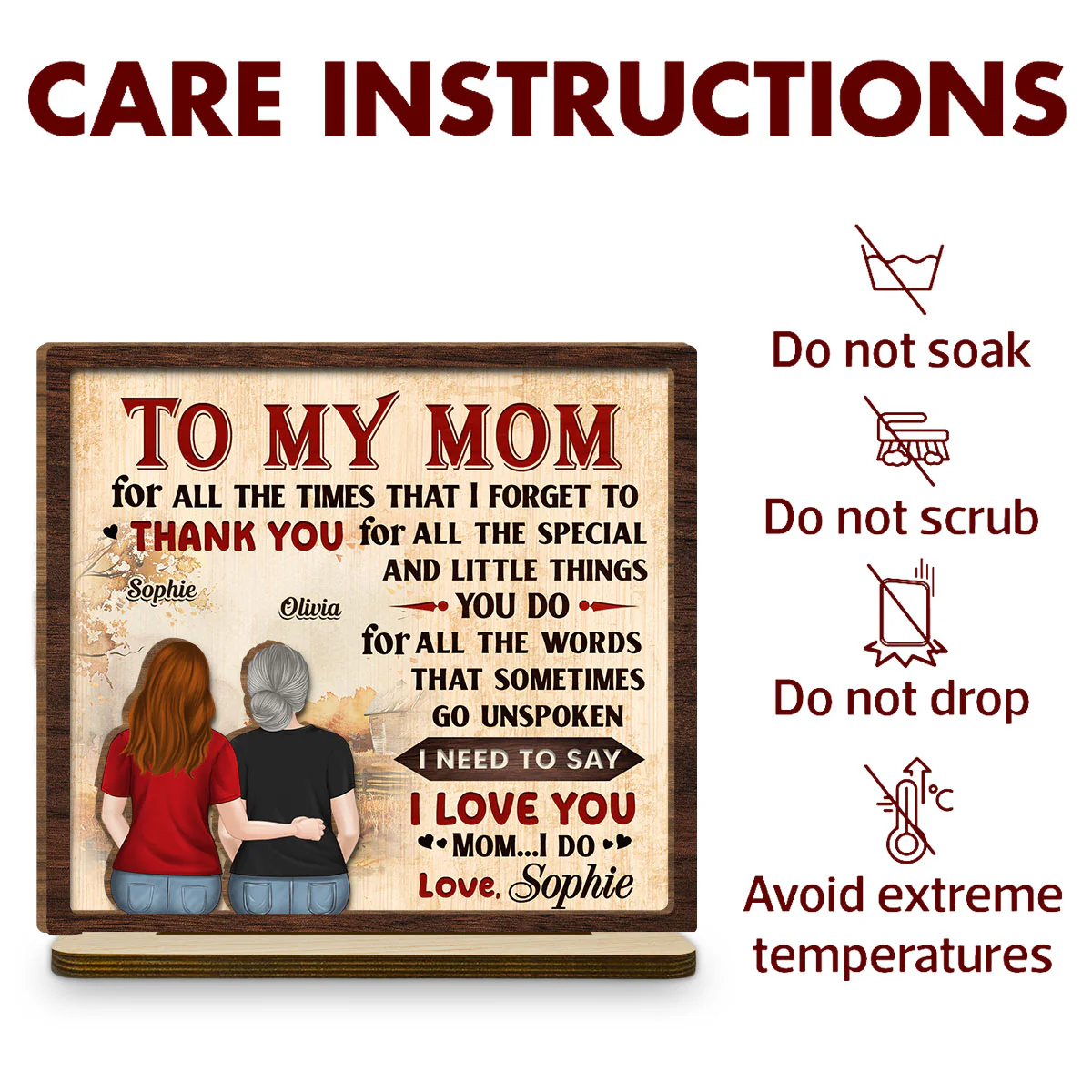 To My Mom - Personalized Custom 2-Layer Wood Plaque With Flat Base - Image 5