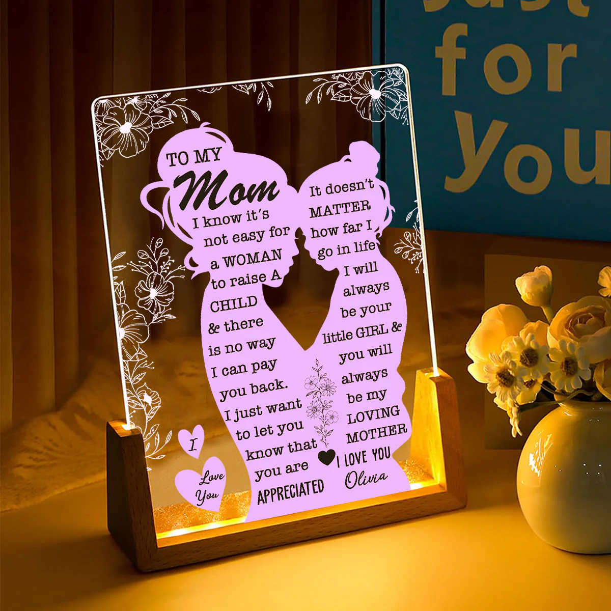 To My Mom - Personalized Custom Plaque With Walnut Base - Image 3